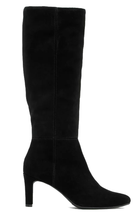 Kozaki damskie buty skórzane RYŁKO czarne skóra welurowa nieocieplane