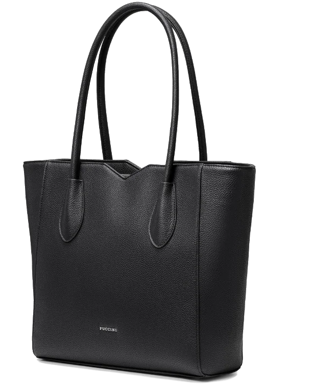 Torebka Shopper Damska PUCCINI Duża Mieści A4 Czarna Z Wycięciami BML053D-1