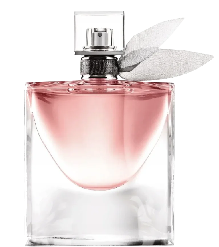 Oryginalny flakon perfum Lancôme La Vie Est Belle EdP z charakterystyczną perłową wstążeczką, symbolizujący zapach szczęścia i luksusu.